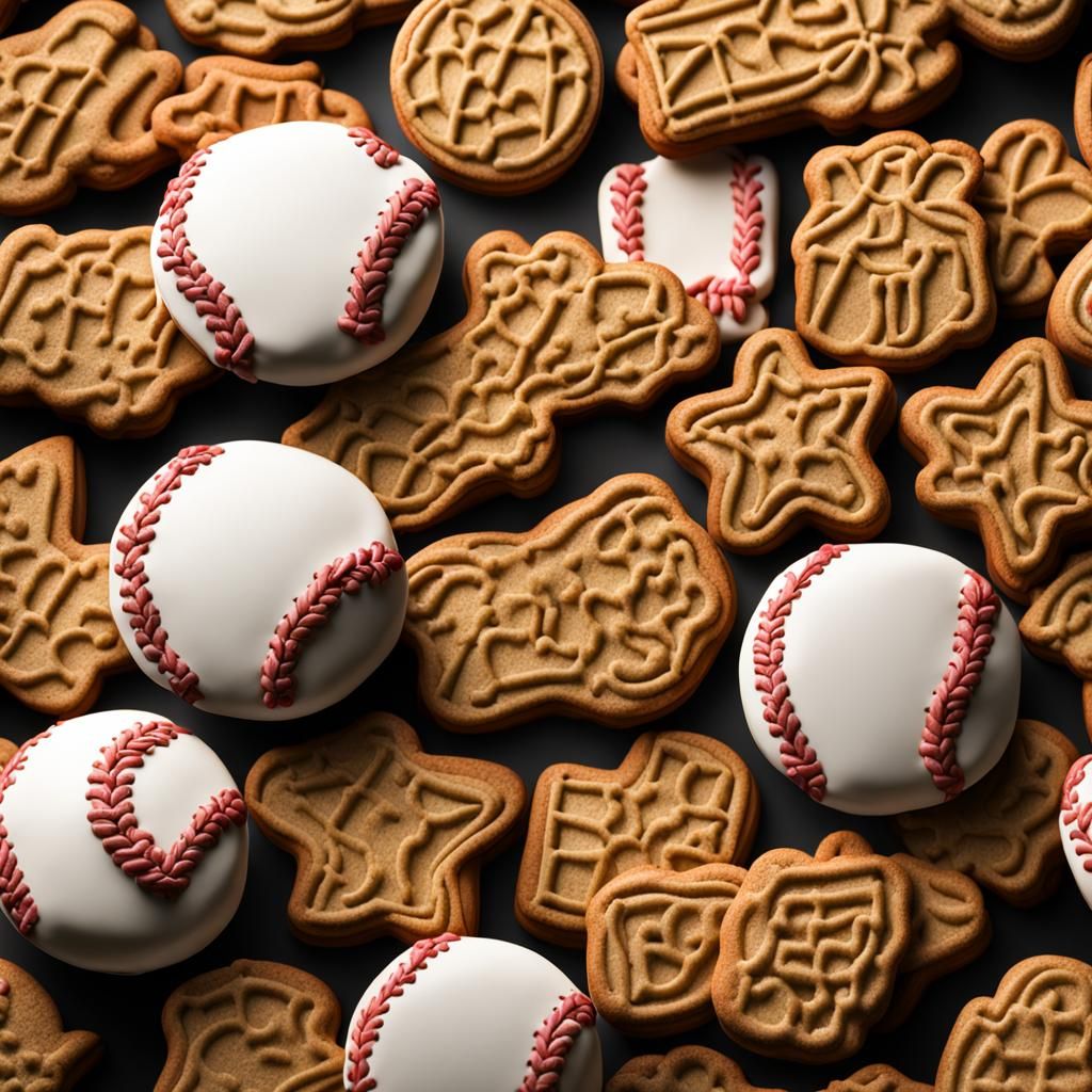 Hyperrealistic Baseball Shaped Dog Biscuits in High Definiti...