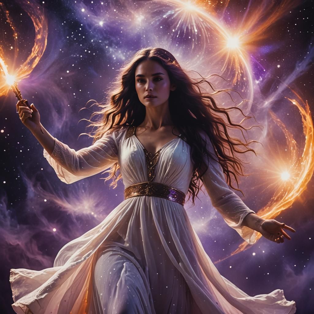 Goddess in Supernova with Dagger, Cinematic Film Still