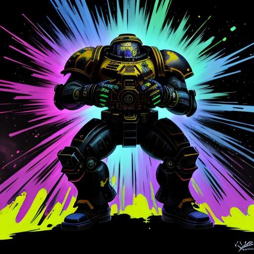 Neon Space Marine Graffiti Art in Ultra Quality