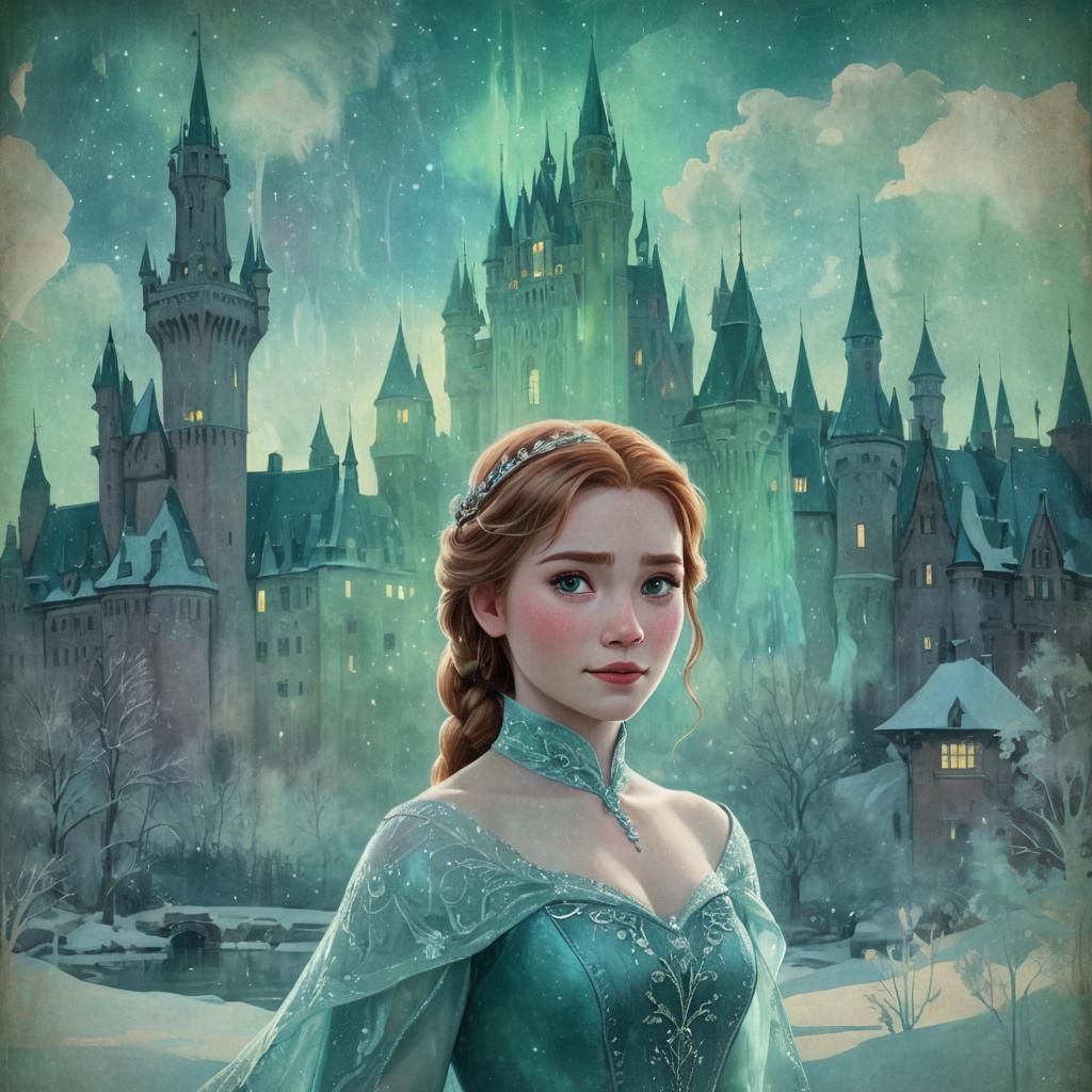 Princess Double Exposure Portrait in Old Master Style