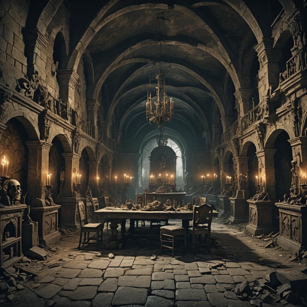 Ghouls in Dark Catacomb of Ghost Castle