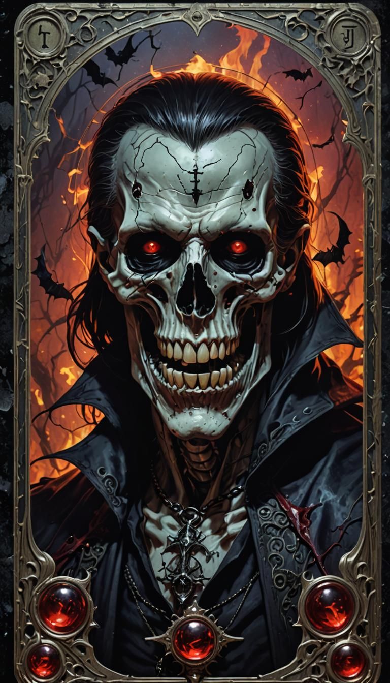 Vampire Death Tarot Card in Hyperrealistic Style