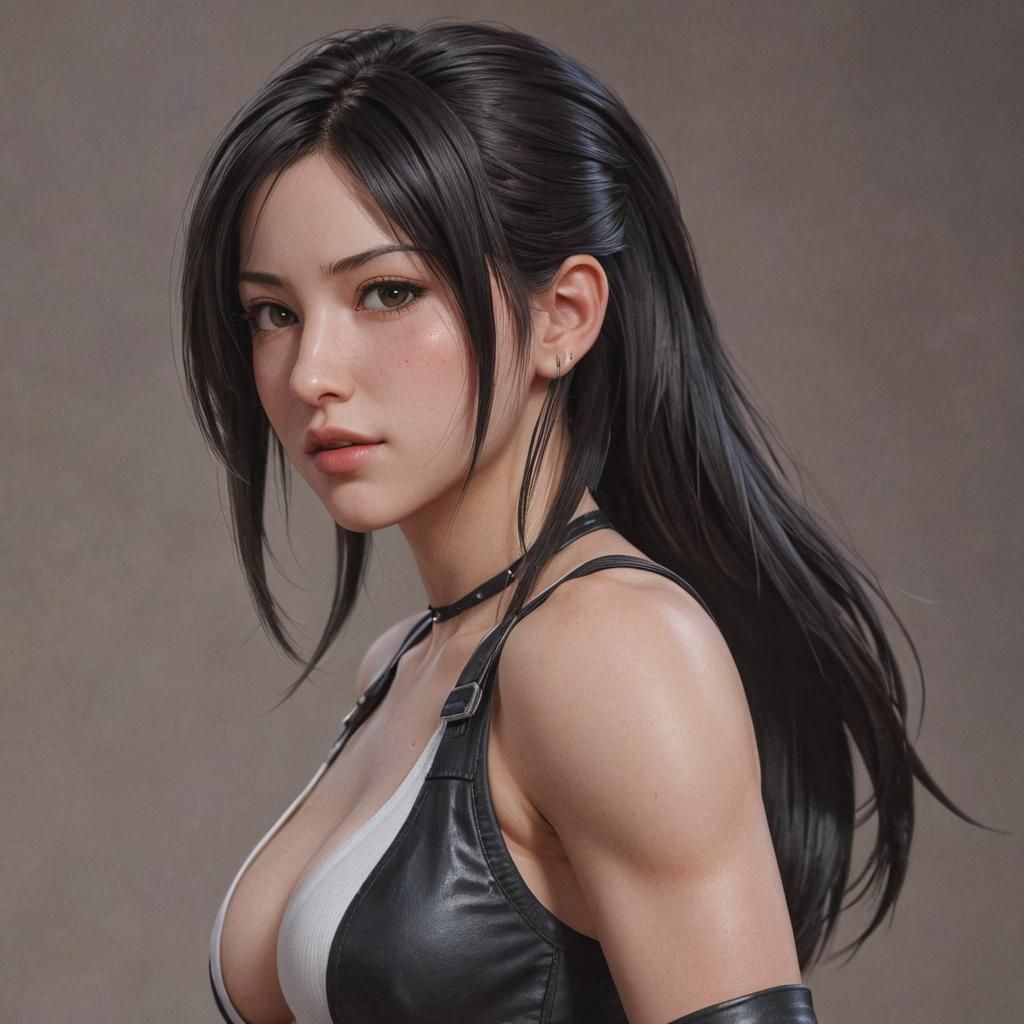 Tifa Lockhart Oil Painting in 3D Anime Art Style