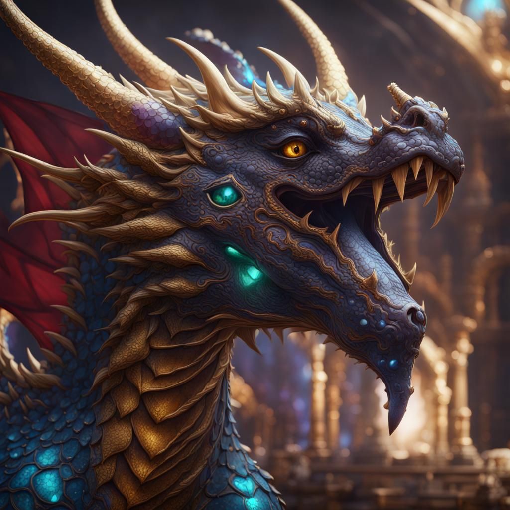 Jeweled Dragon in Detailed Matte Painting