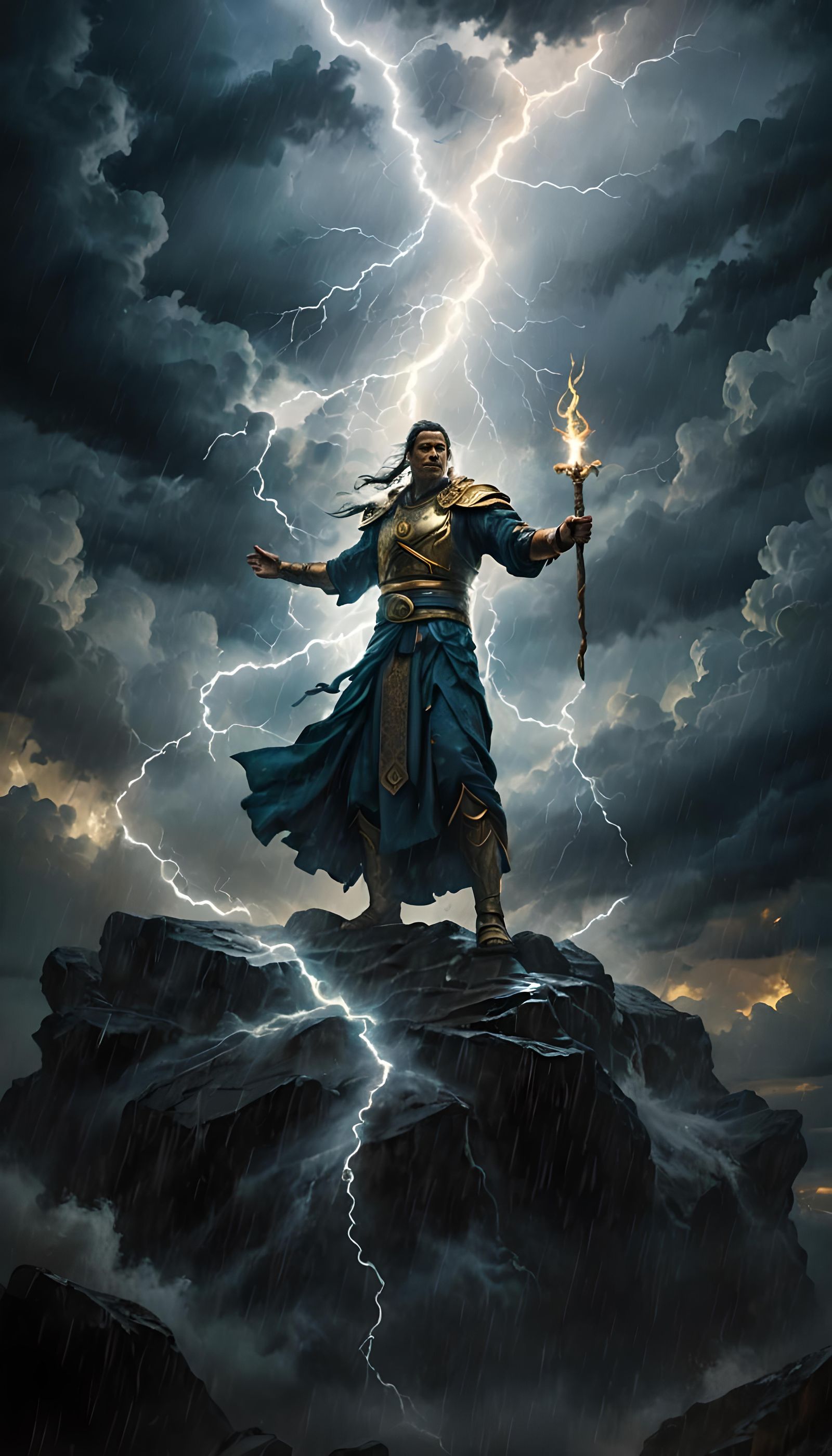 Powerful Figure Commands Storm in Cinematic Style