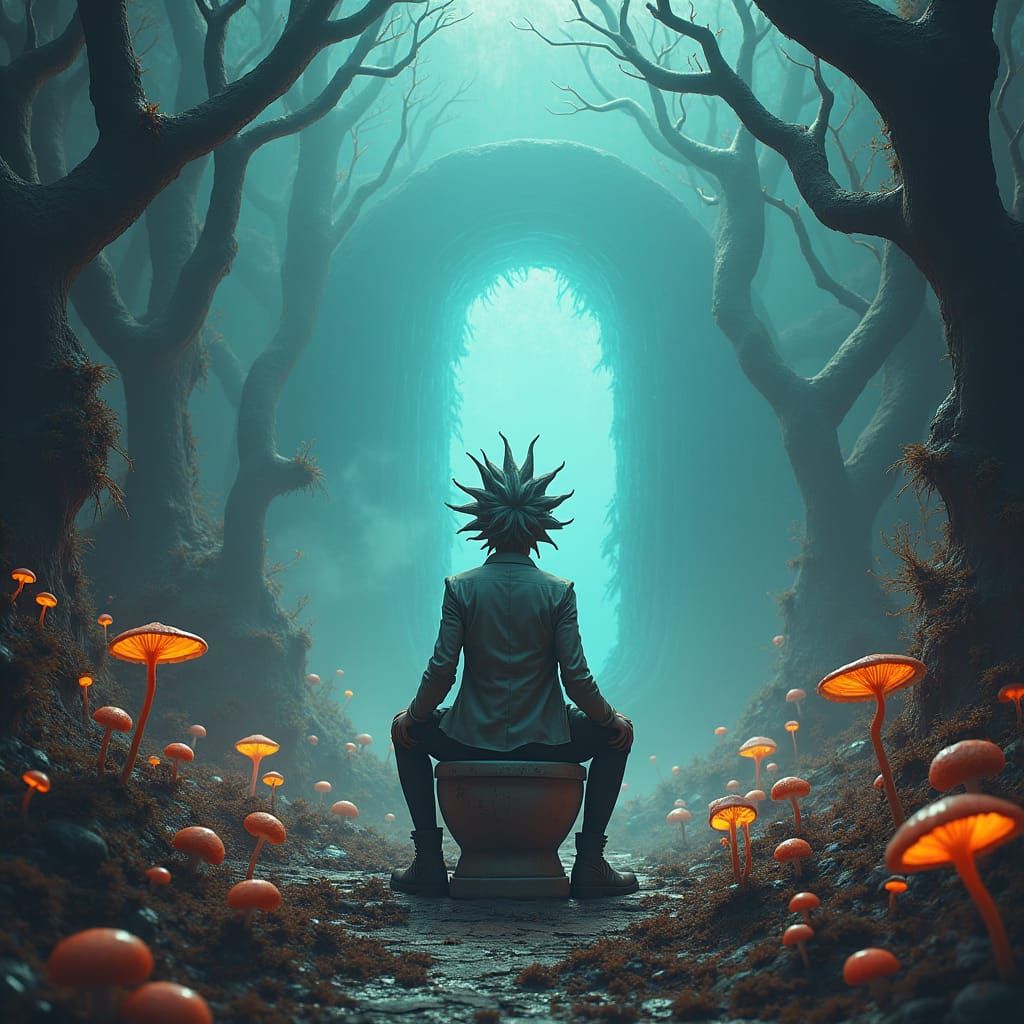 Mystical Toilet Scene in a Matte Painting Style
