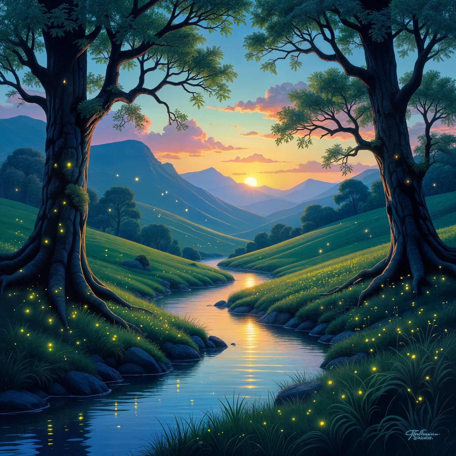 Glowing Landscape with Inner Light