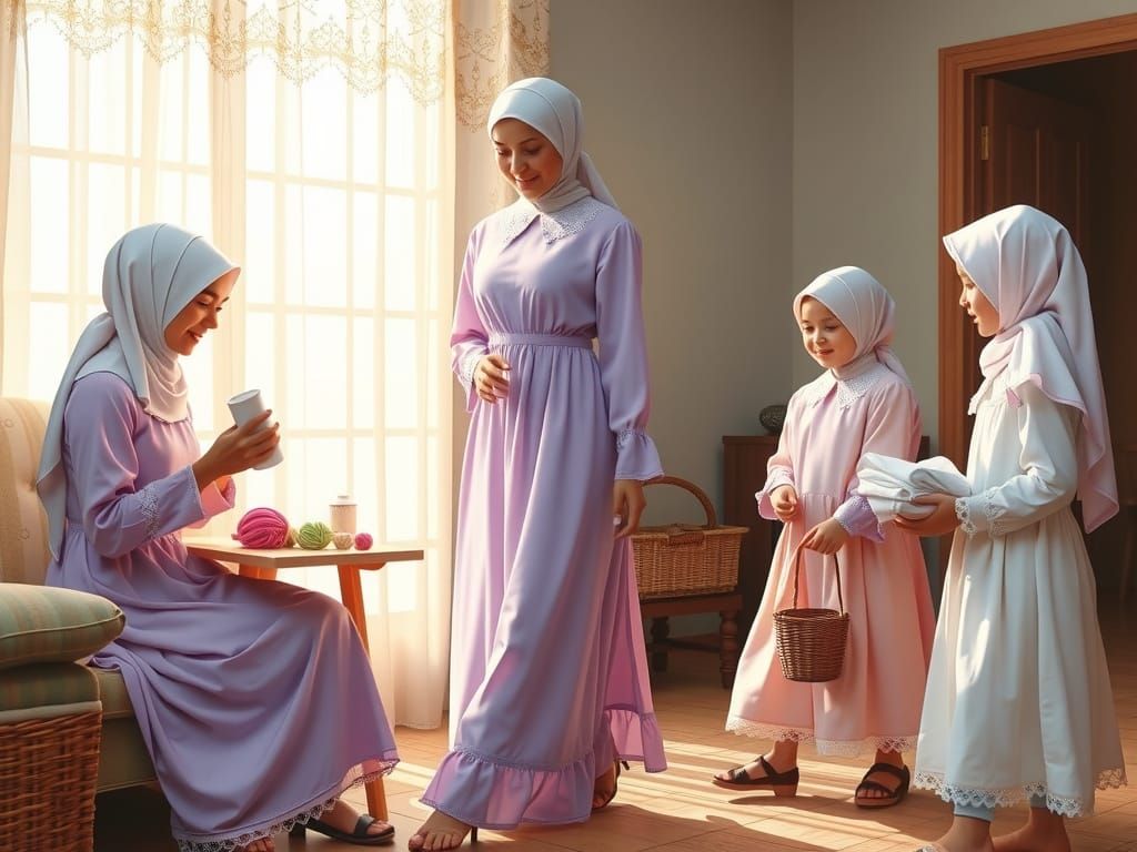 Warm Family Moment in Soft Pastel Hues