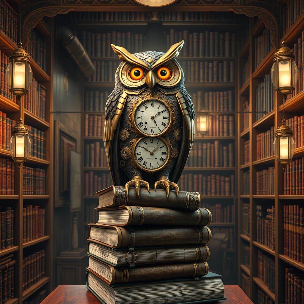 Steampunk Clockwork Owl in Miyazaki Style Library