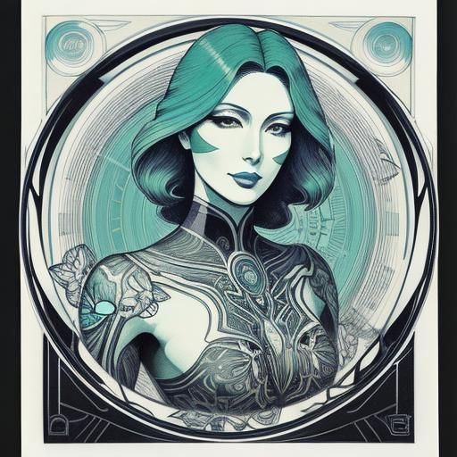 Woman's Face with Butterfly: Minimalist Line Art