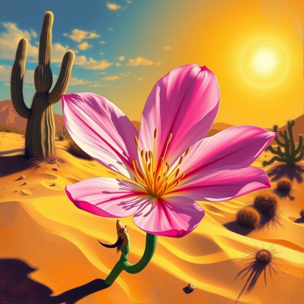 Surreal Desert Flower in the Style of Masters
