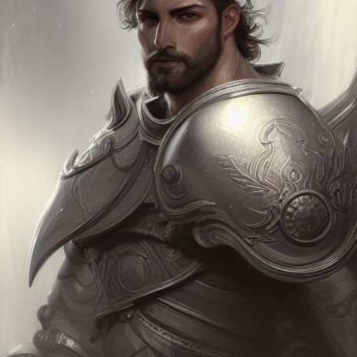 Paladin Portrait in Art Nouveau Digital Painting Style