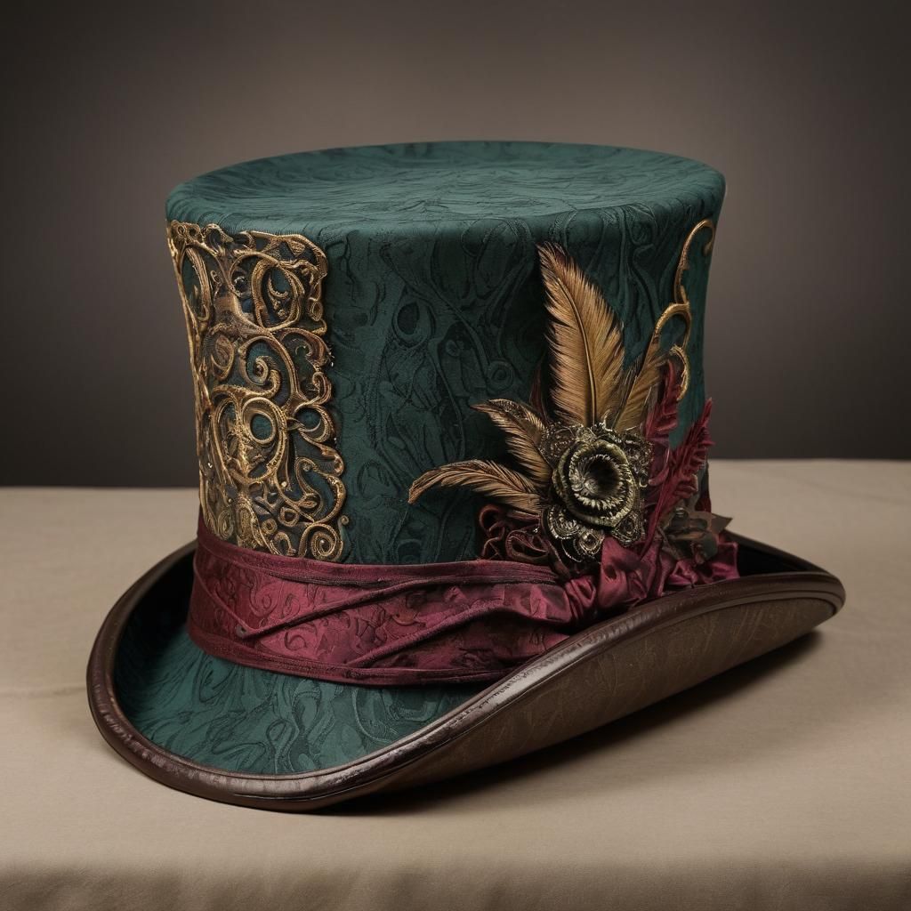 Victorian Wellington Top Hat with Intricate Design