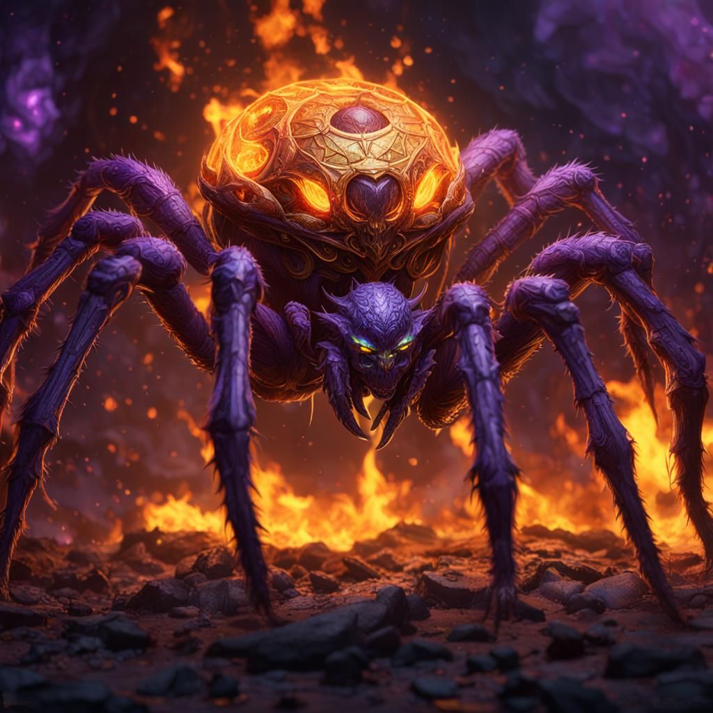 Fiery Spider Dark Fantasy Concept Art