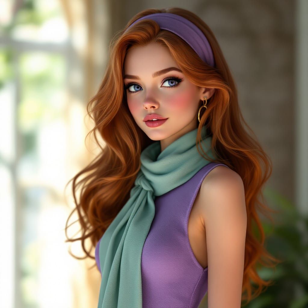 Daphne Blake Character Portrait in Anime Realism Style