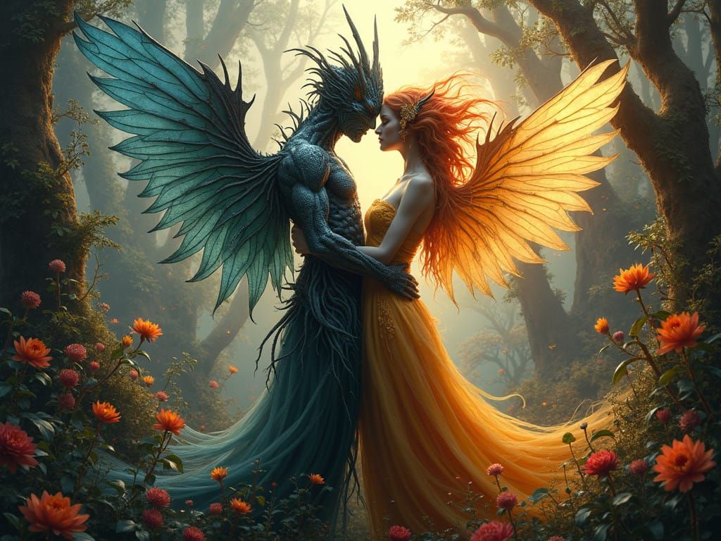 Hyper-Realistic Fauvist God Hybrid in Tender Eerie Pose