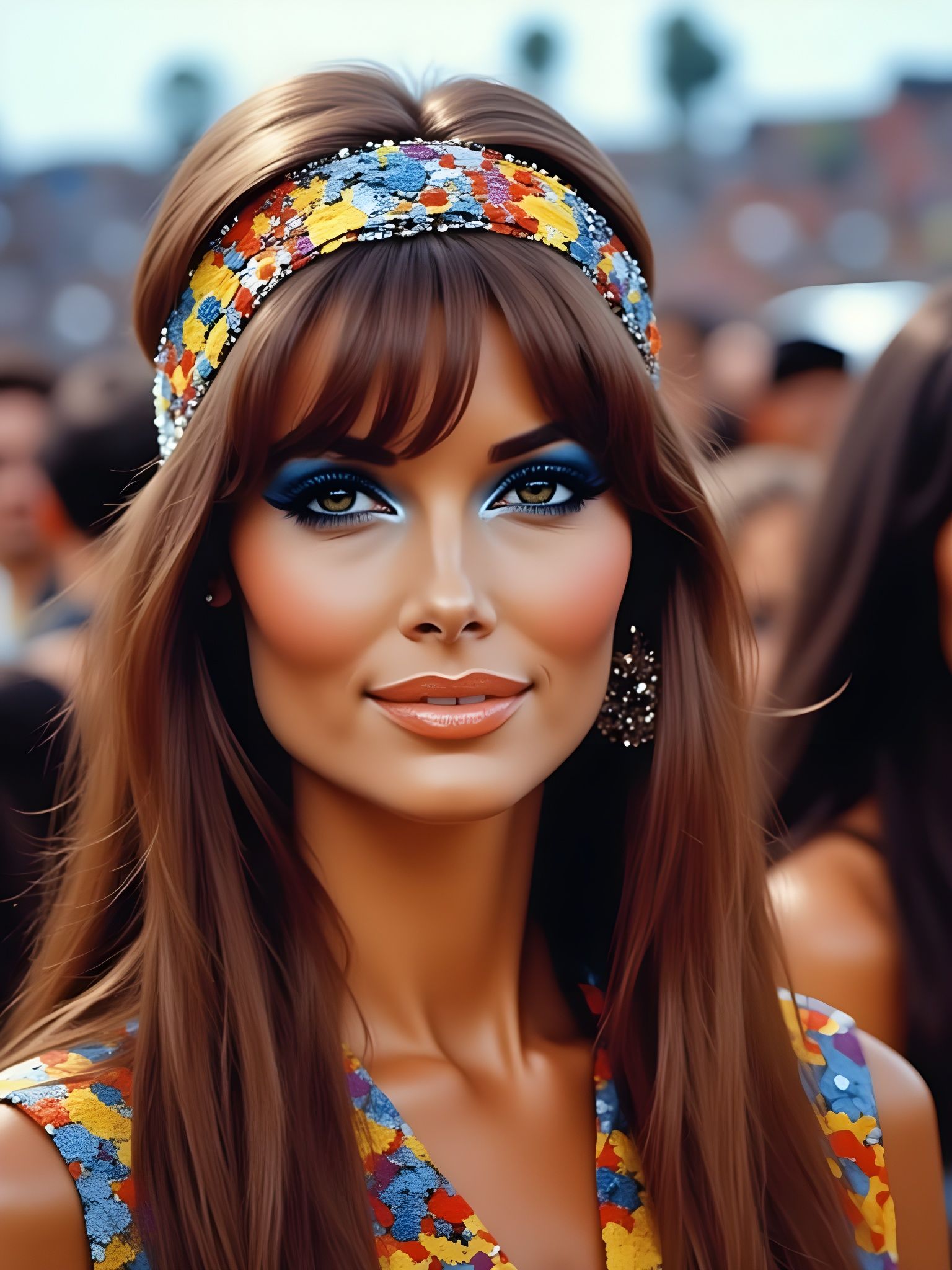 Raquel Welch at Grateful Dead Show in 1970s Style