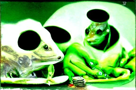 Frogs Playing Poker in a Humorous Scene