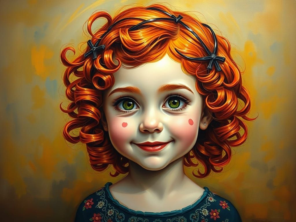 Red-Haired Girl in Surreal Neo-Impressionist Style