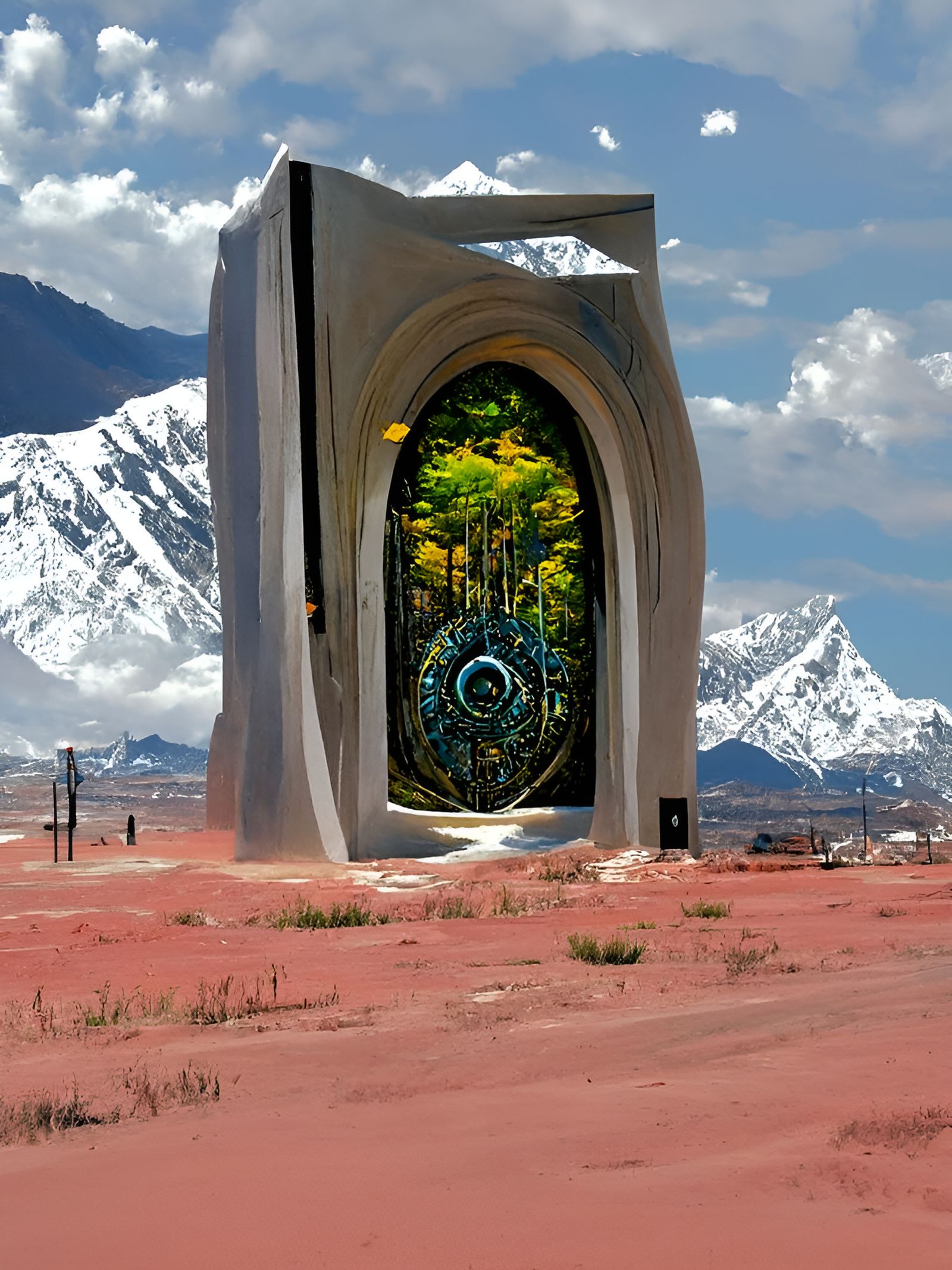 Utah Portal to Mountainscape in Ukiyo-e Style