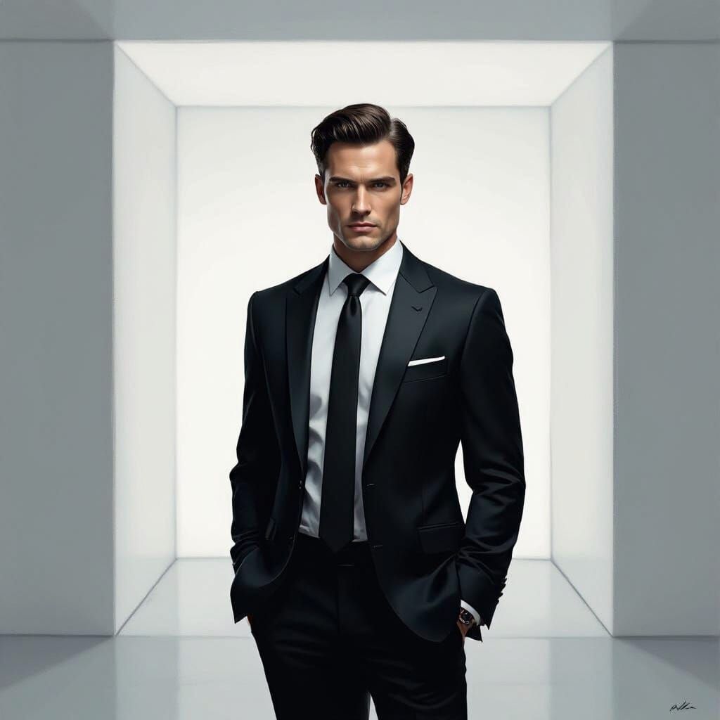 Aloof Handsome Man in Minimalist Room