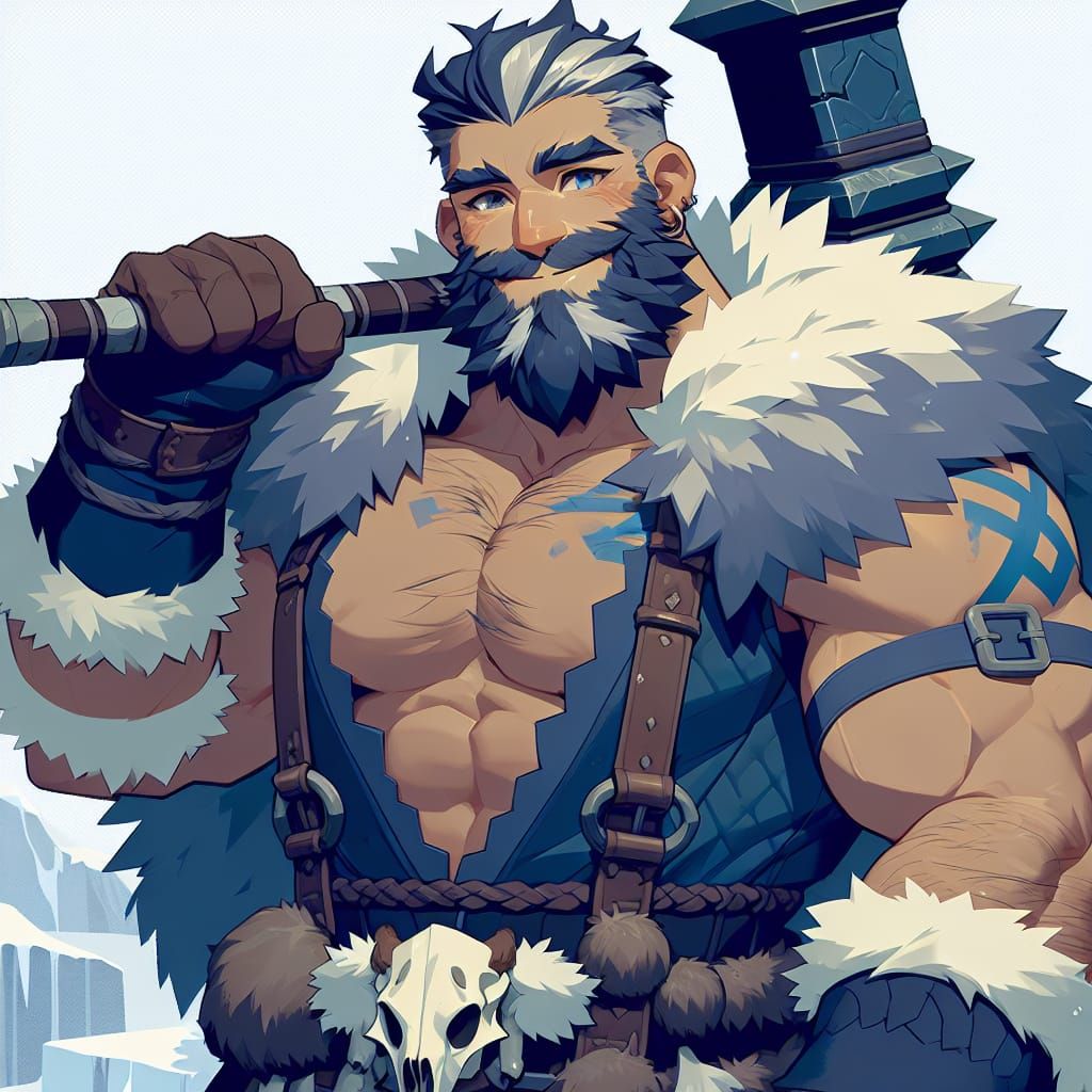 Friendly Arctic Dwarf Warrior with Polar Bear Skull