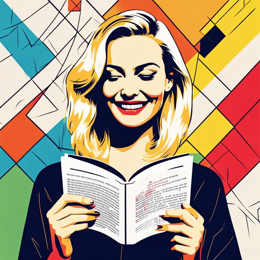 Blonde Woman Smiling in Pop Art Style