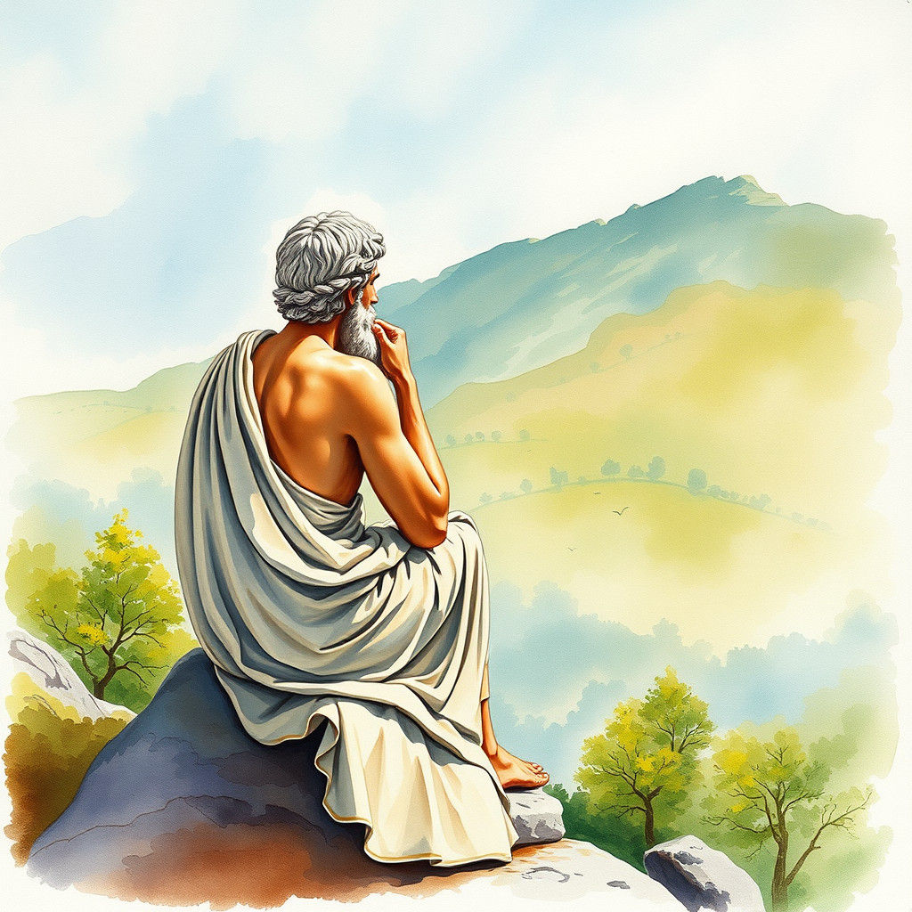 Ancient Philosopher Contemplates the Wonders of Nature