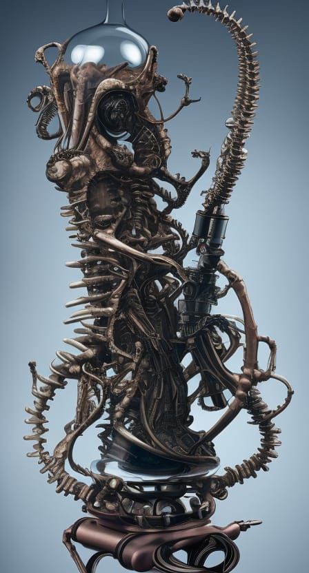 7 0 mm Product Photo of Biomech Glas Bong Design, Sculpture, Zeiss Lens, Inspired by Greg Rutkowski and HR Giger III