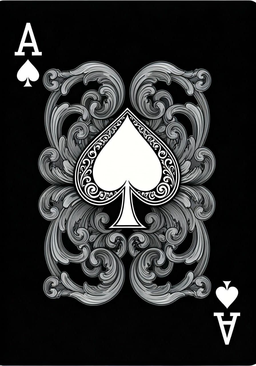 Elegant Ace of Spades in Baroque Style
