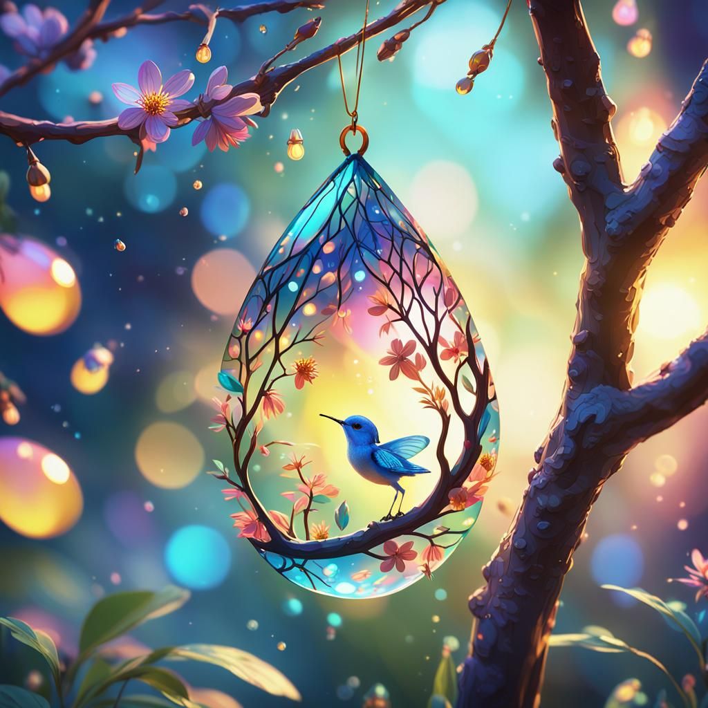 Fairy in Teardrop: Vibrant Fauvism Anime Art