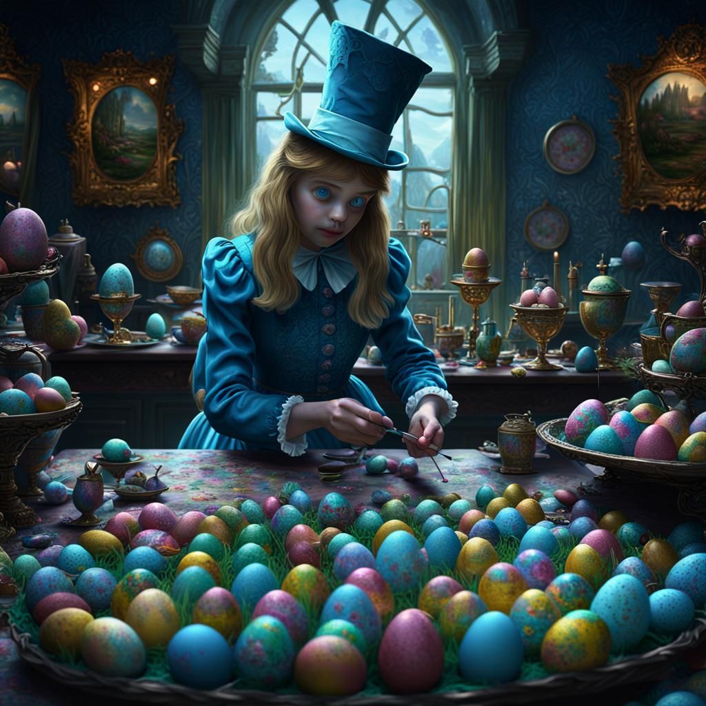 Alice in Wonderland Painting Easter Eggs