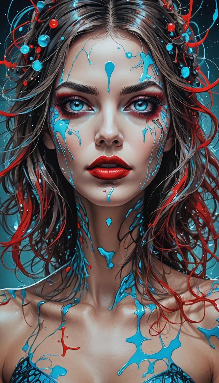 Bioluminescent Girl: Surreal Pop-Art Portrait in Comic Style