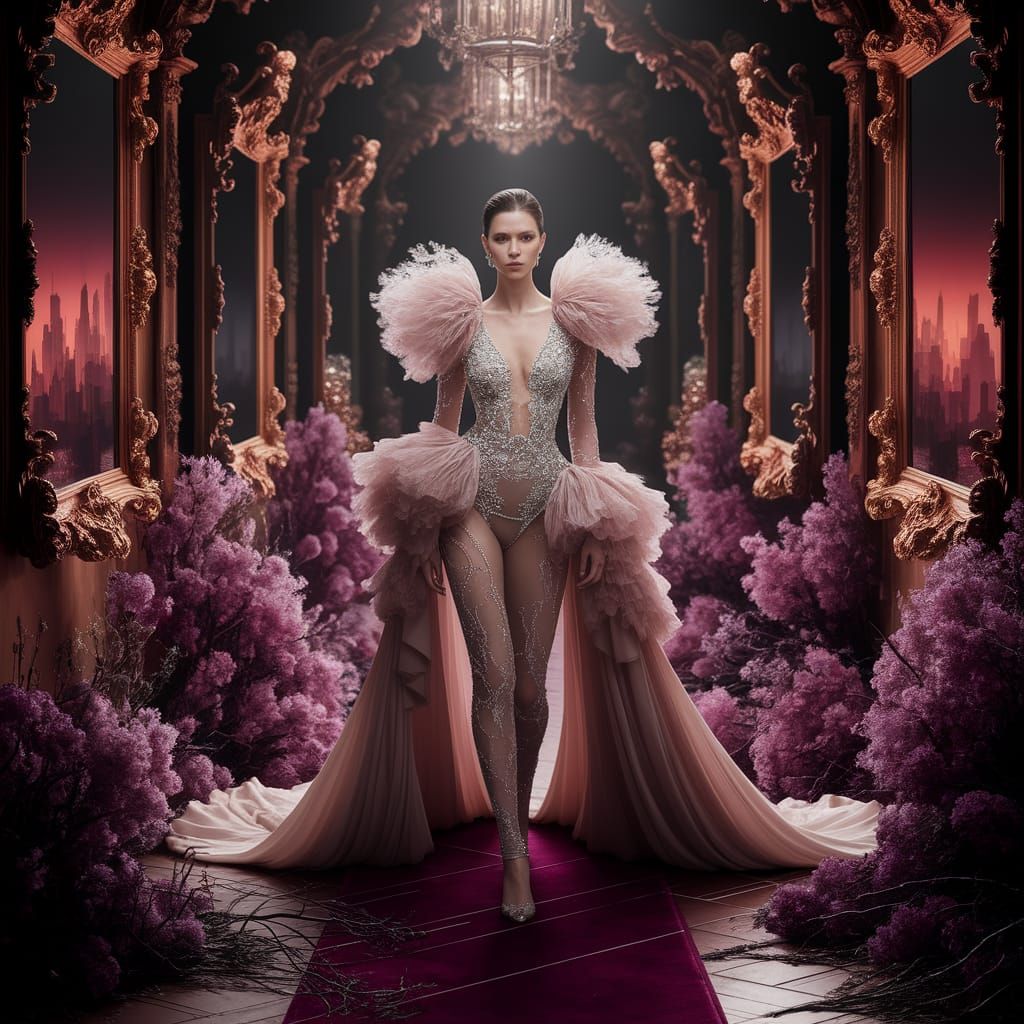 Baroque Haute Couture Model in Luxurious Setting