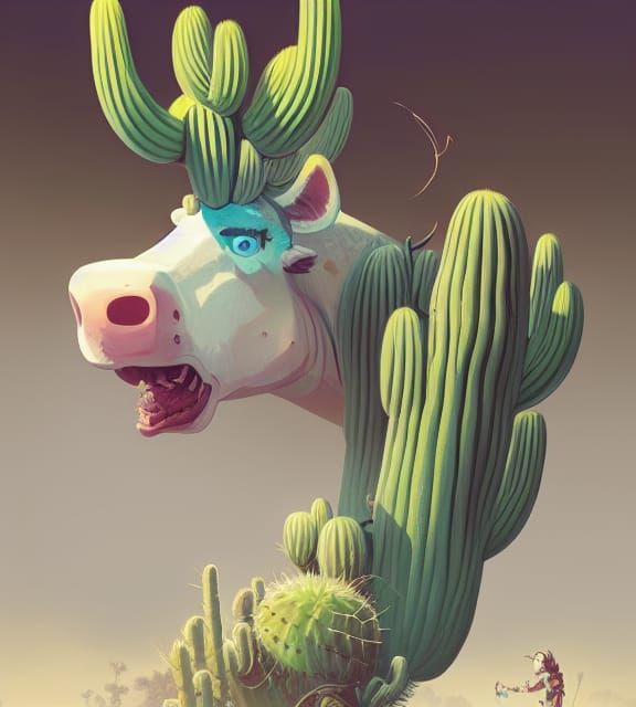 Surreal Cow Cactus Monster Plant in 8K