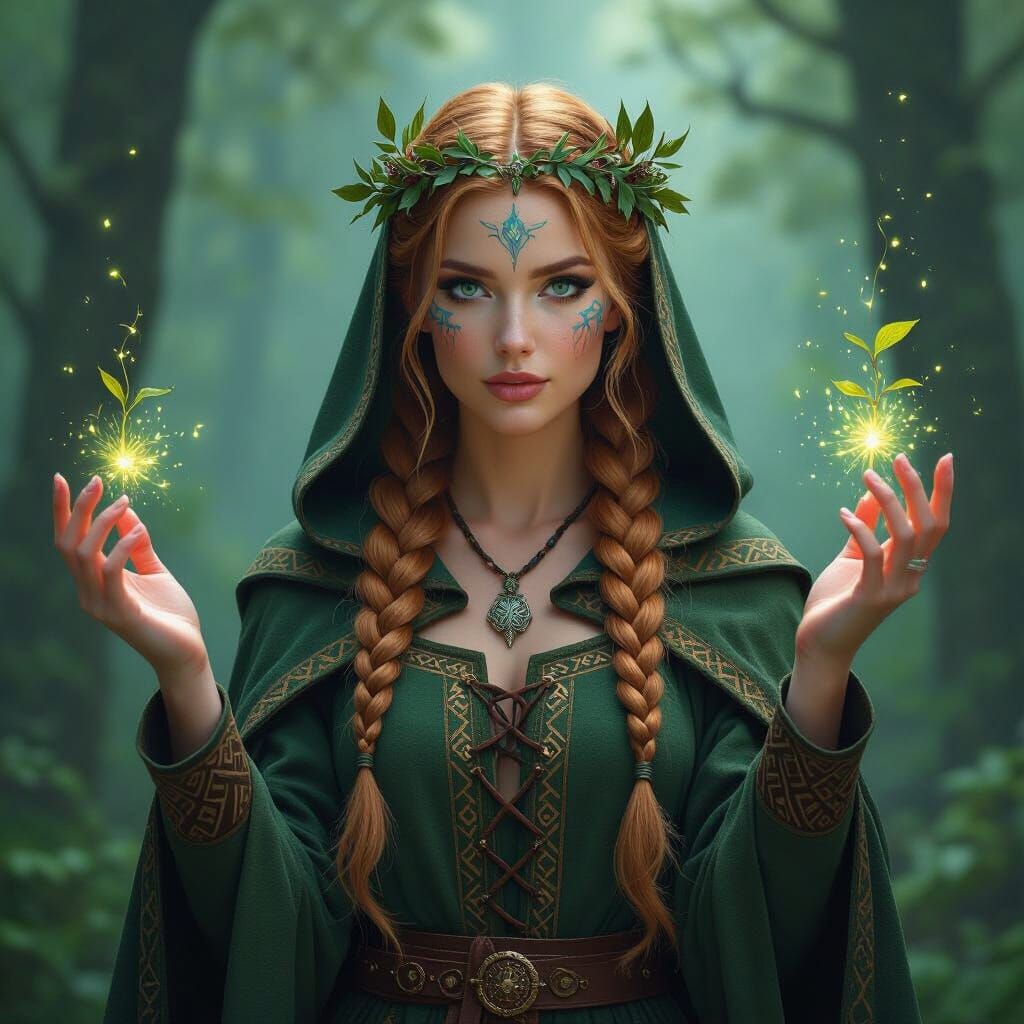 Viking Woman Summons Magic in Norse Forest