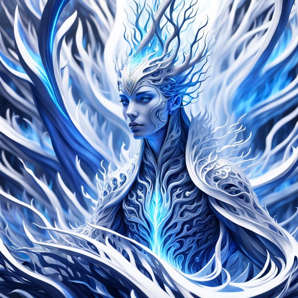 Dreamy Blue Flames in Mangrove: Fantasycore Artwork