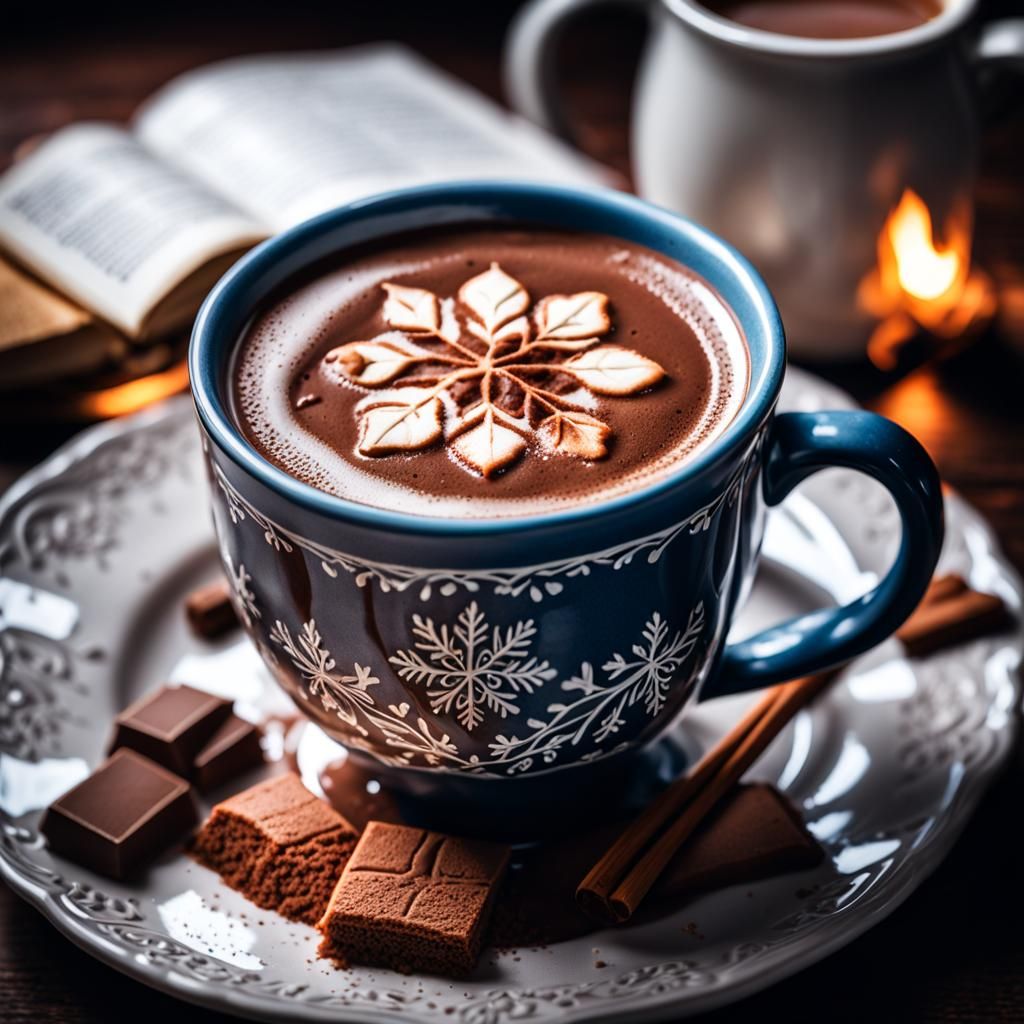 Cozy Cup of Hot Chocolate in Hyperrealistic Style