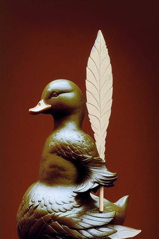 Bronze Renaissance Duck Statue with Patina