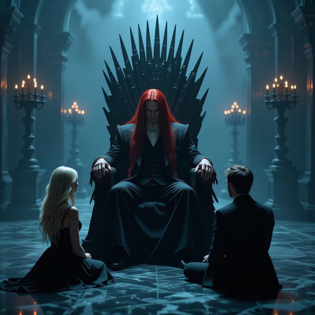 Ornate Dark Throne: Cinematic Film Still