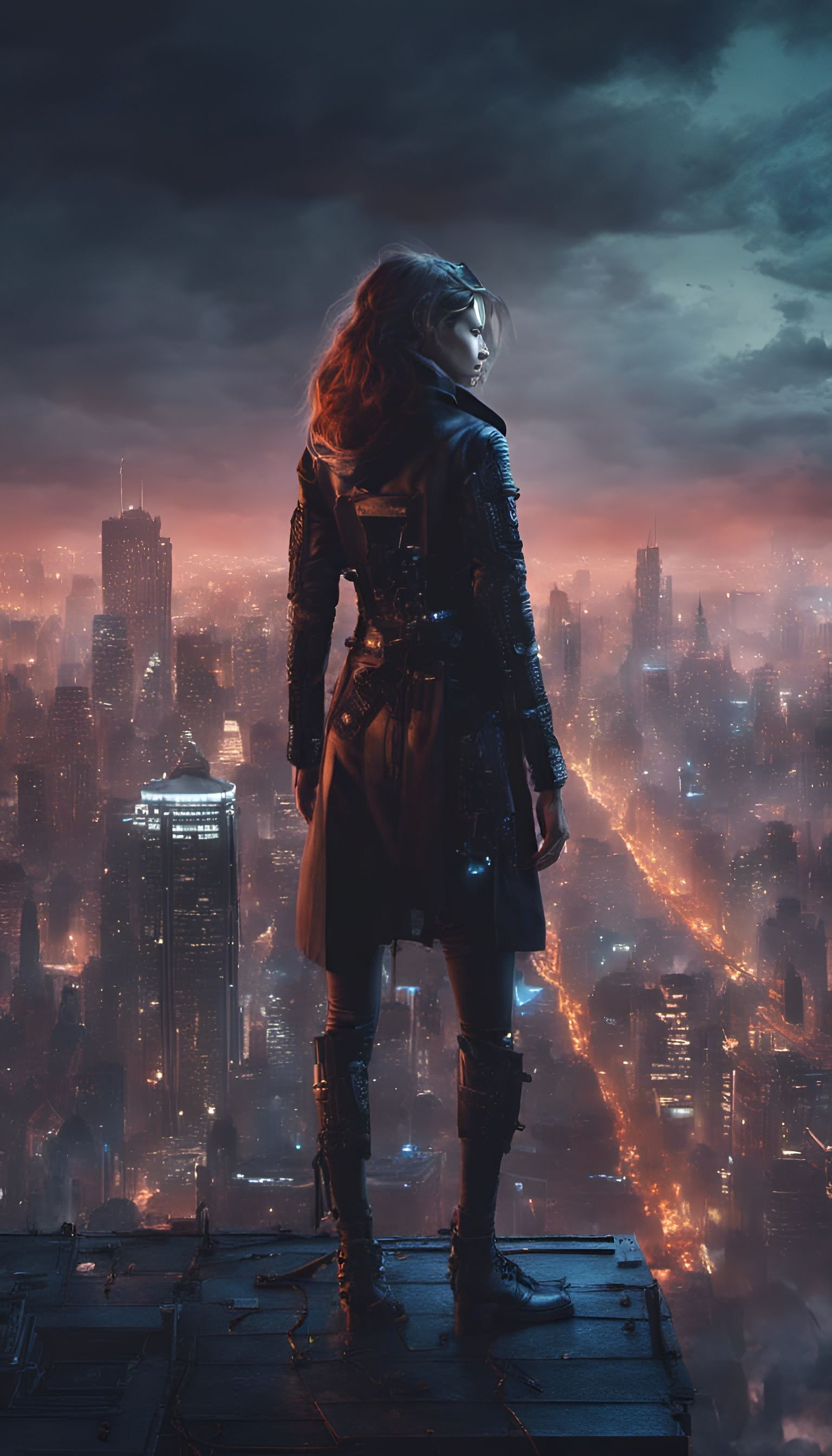 High-Tech Spy in Metropolis at Night