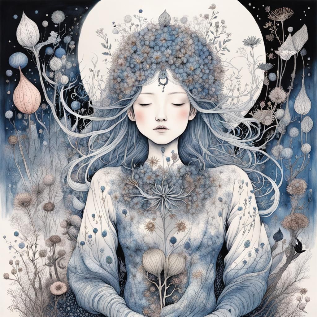 Art Brut Botanical Illustration of Enchanted World