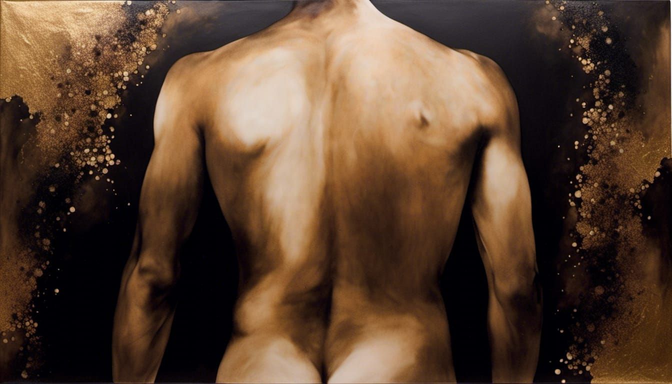 Nude man in sepia tone