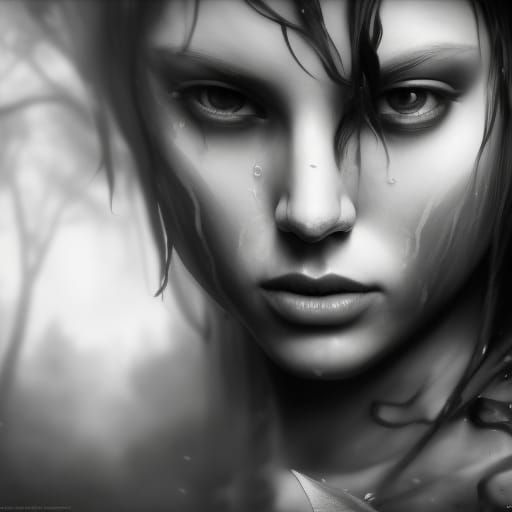 Monochrome Dark Fantasy Concept Art in Photorealism