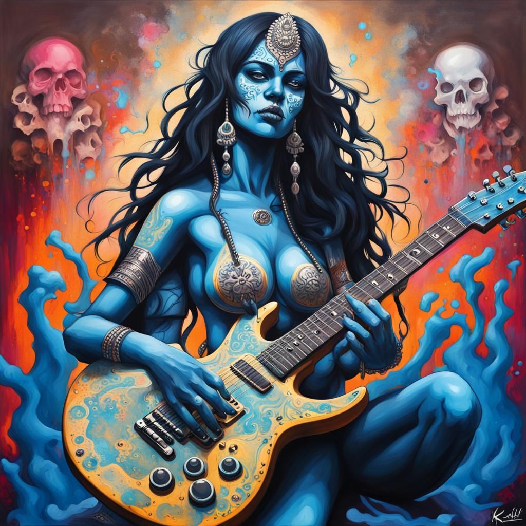 Kali Plays Guitar in Graffiti Street Art