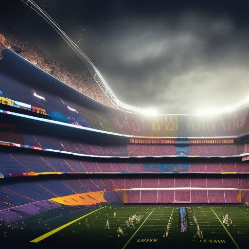 Futuristic Sci-Fi Stadium in New York, Digital Art