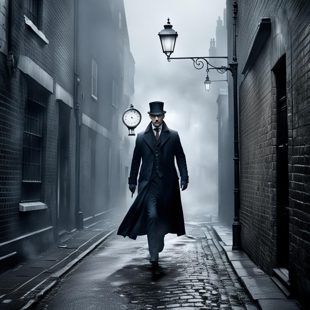 Sherlock Holmes in Foggy London Alley