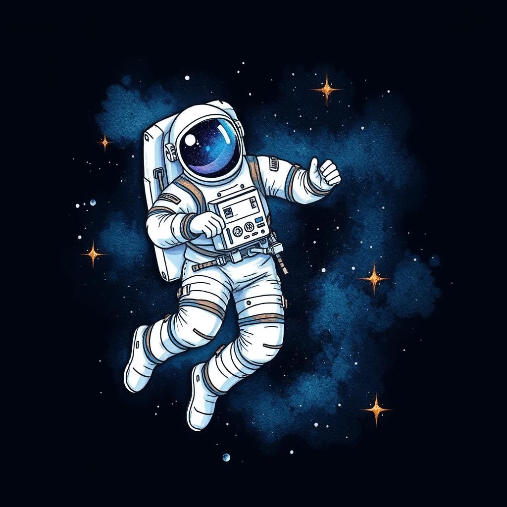Alcohol Ink Astronaut in Space