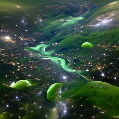 Lime and Limpid Green Rivers of Space