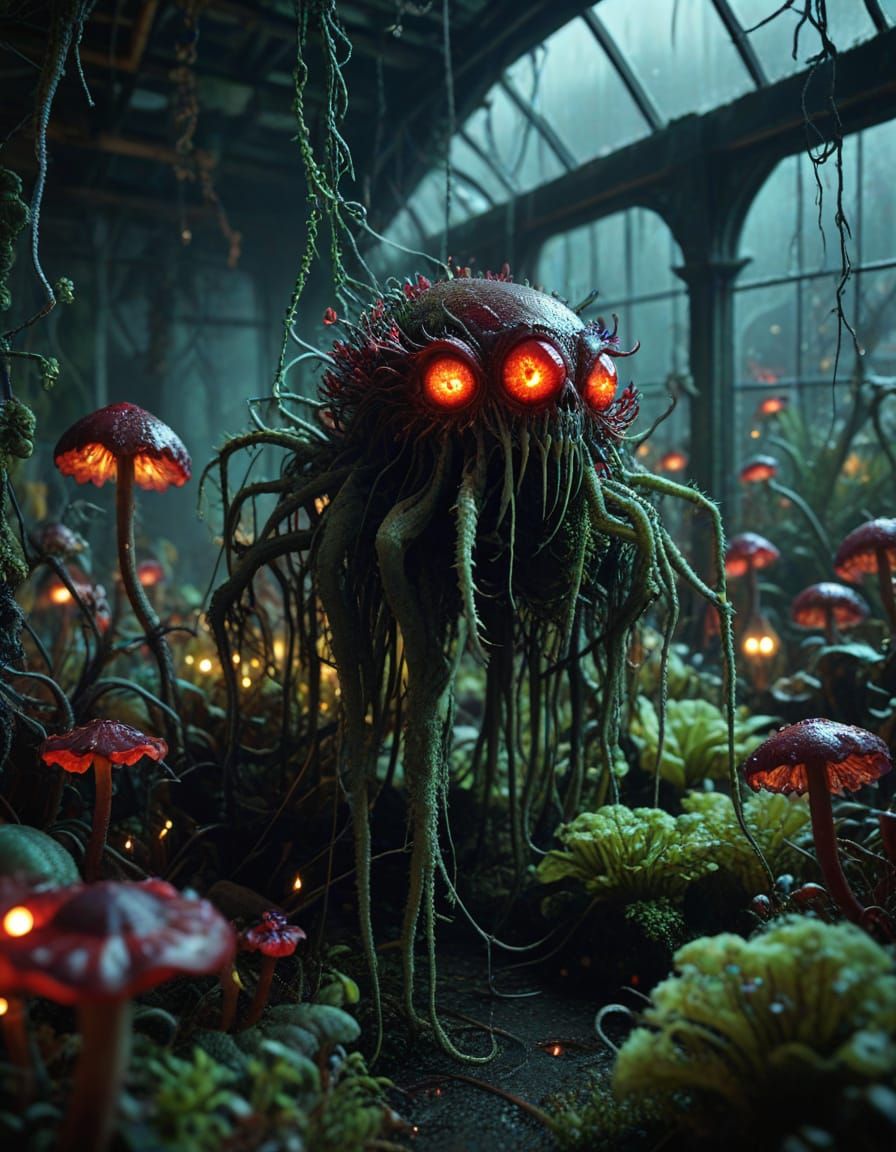 Creepy Carnivorous Garden in Dark Fantasy Style
